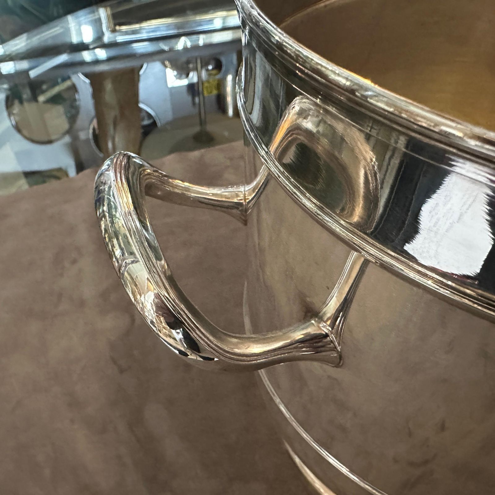 photo for sale A Pair Of 1970s High Quality Modern Silver Plated Wine Coolers By Sant'andrea