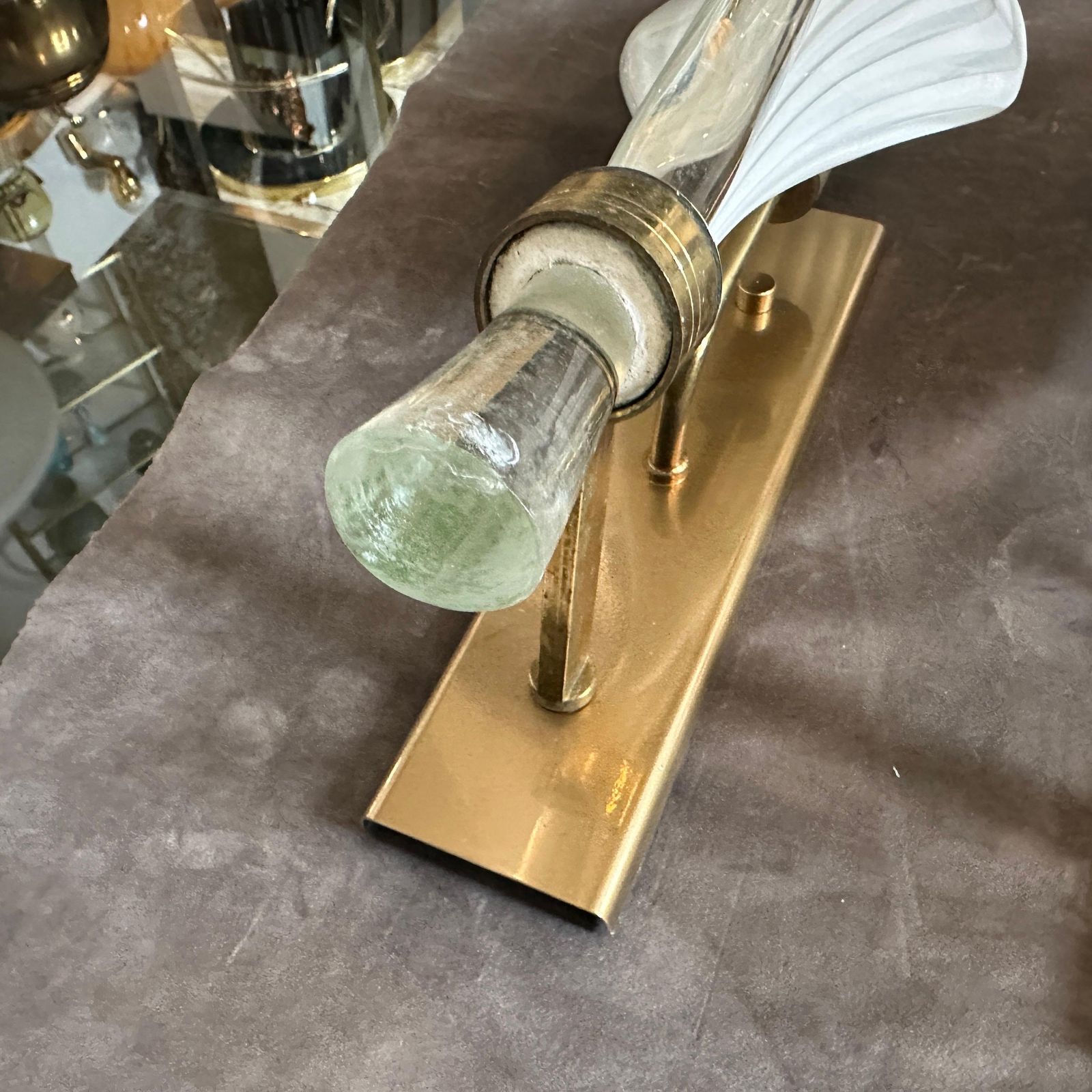 A Pair Of 1970s Mid Century Modern Murano Glass Huge Wall Sconces By Franco Luce photo Lighting