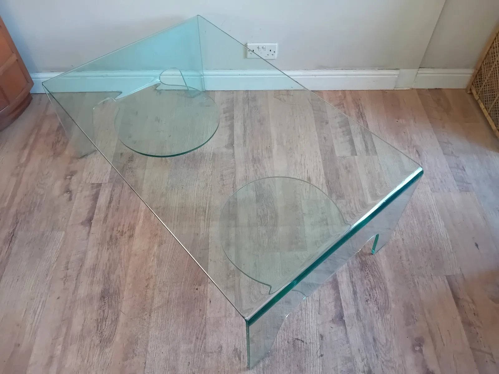 Beautiful Italian  Modernist Tempered Glass Folded Drinks / Coffee Table photo vintage