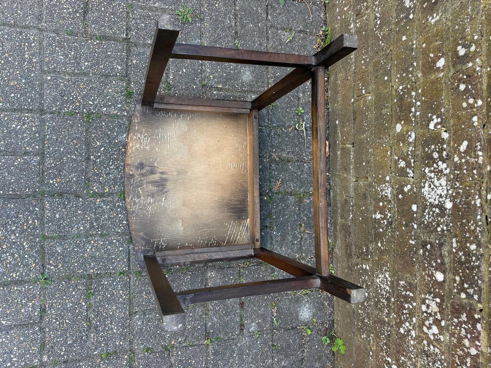 photo furniture Unique Vintage Small Wooden Oak Table, Plant Stand, Retro Table With Stripped Top (31cm X 45cm X 31cm)