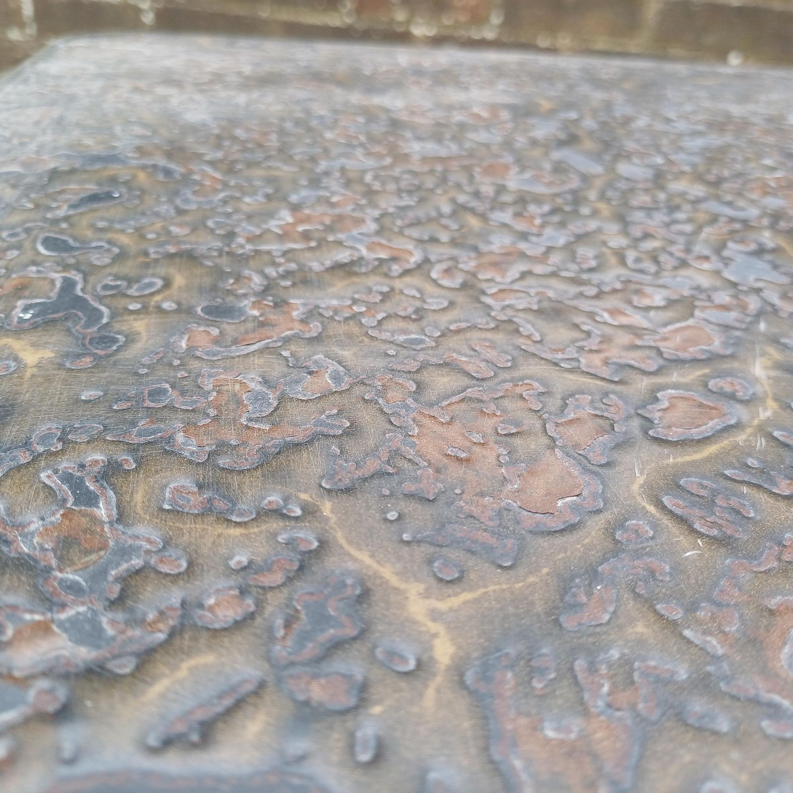 Huge Mid Century Retro Sculpted Coffee Table 1970s Floral Relief Top Brutalist Art Nouveau Style Gold Bronze Resin photo 475.0
