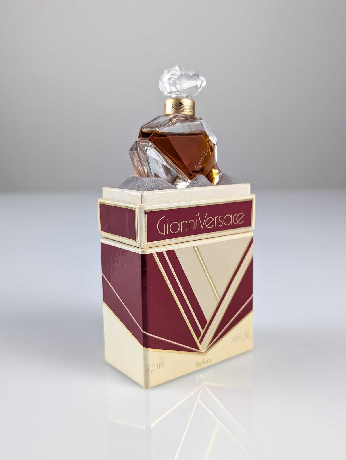 Miniature Perfume Gianni Versace Parfum Puro 7.5 Ml, Rare 1981 With Original Box photo vinterior