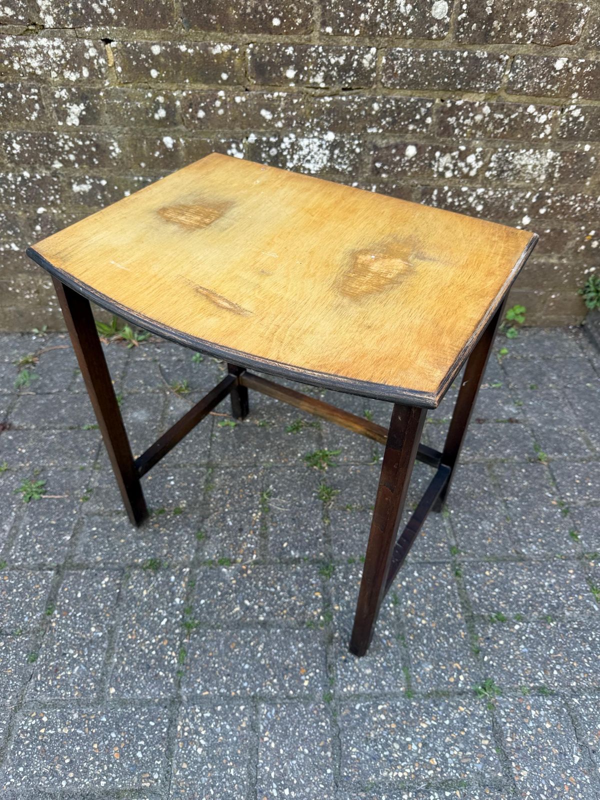 Unique Hand Sanded Retro Vintage Oak Table, Lamp Table, Sanded Plant Stand, Vintage Table (46cm X 50cm X 37cm) photo furniture