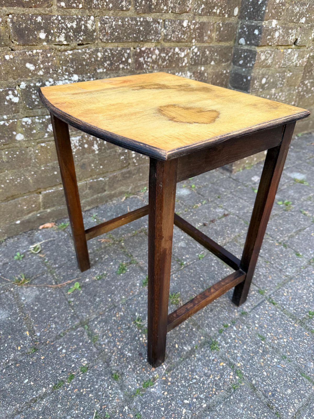 Unique Upcycled Retro Vintage Small Table, Small Vintage Plant Stand, Vintage Oak Table, Lamp Table 38cm W, 47cm H, 34cm Deep photo buy