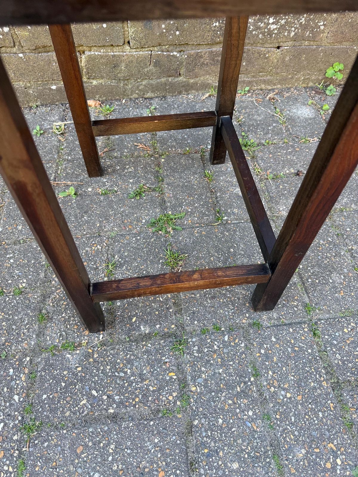 photo for sale Unique Upcycled Retro Vintage Small Table, Small Vintage Plant Stand, Vintage Oak Table, Lamp Table 38cm W, 47cm H, 34cm Deep