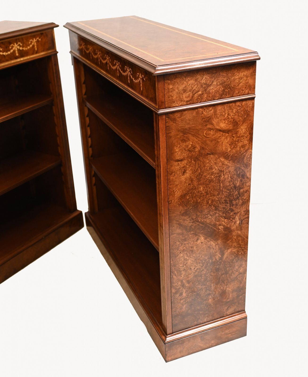 photo furniture Pair Sheraton Bookcases   Walnut Low Open Front Bookcase