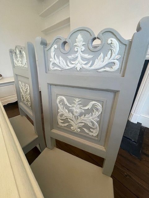 photo for sale Chalk Painted Rustic French Style Dining Table & 6 Chairs