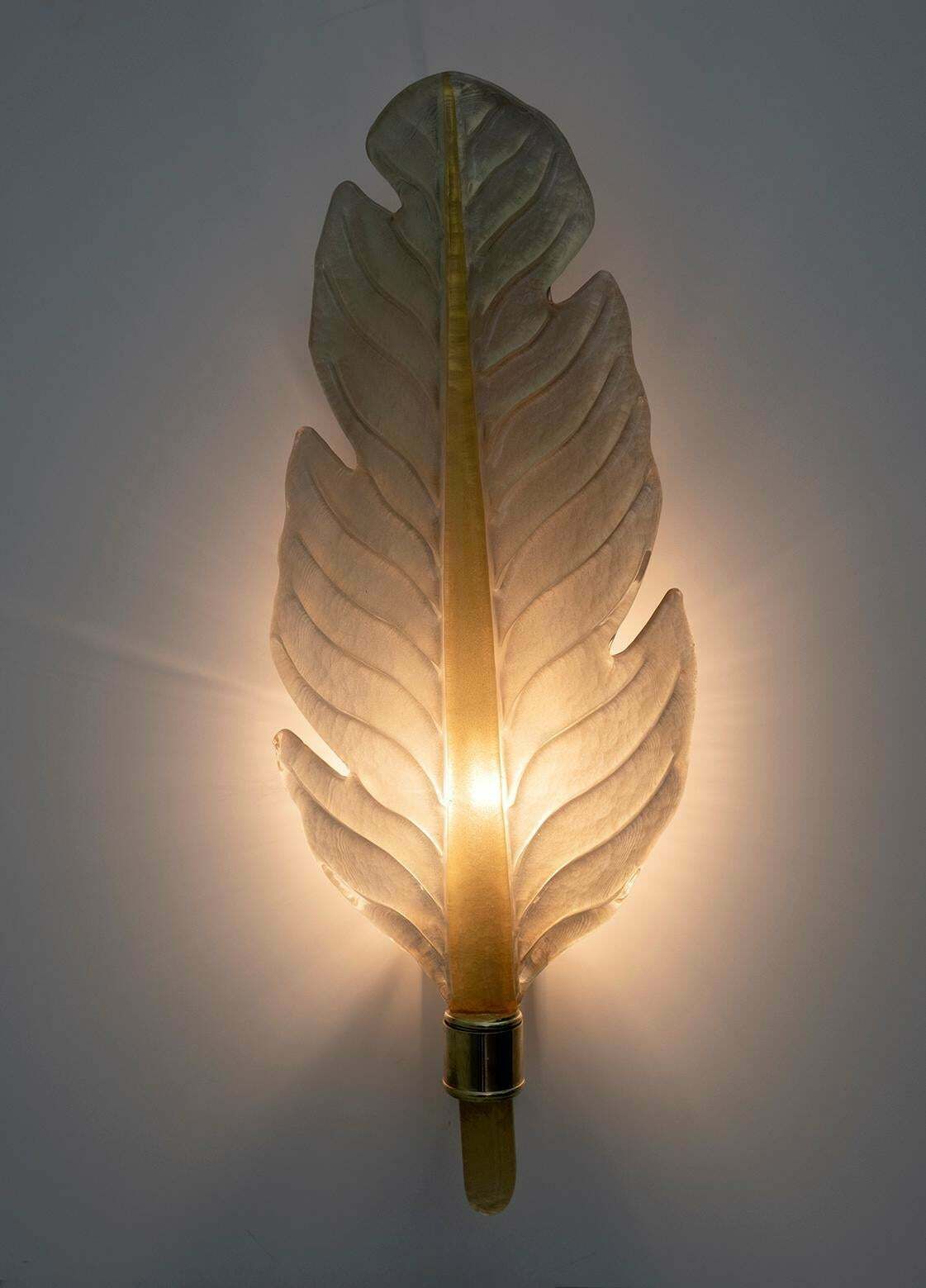 Pair Of Barovier & Toso Mid Century Modern Murano Glass Gold Leaf Sconces photo Lighting