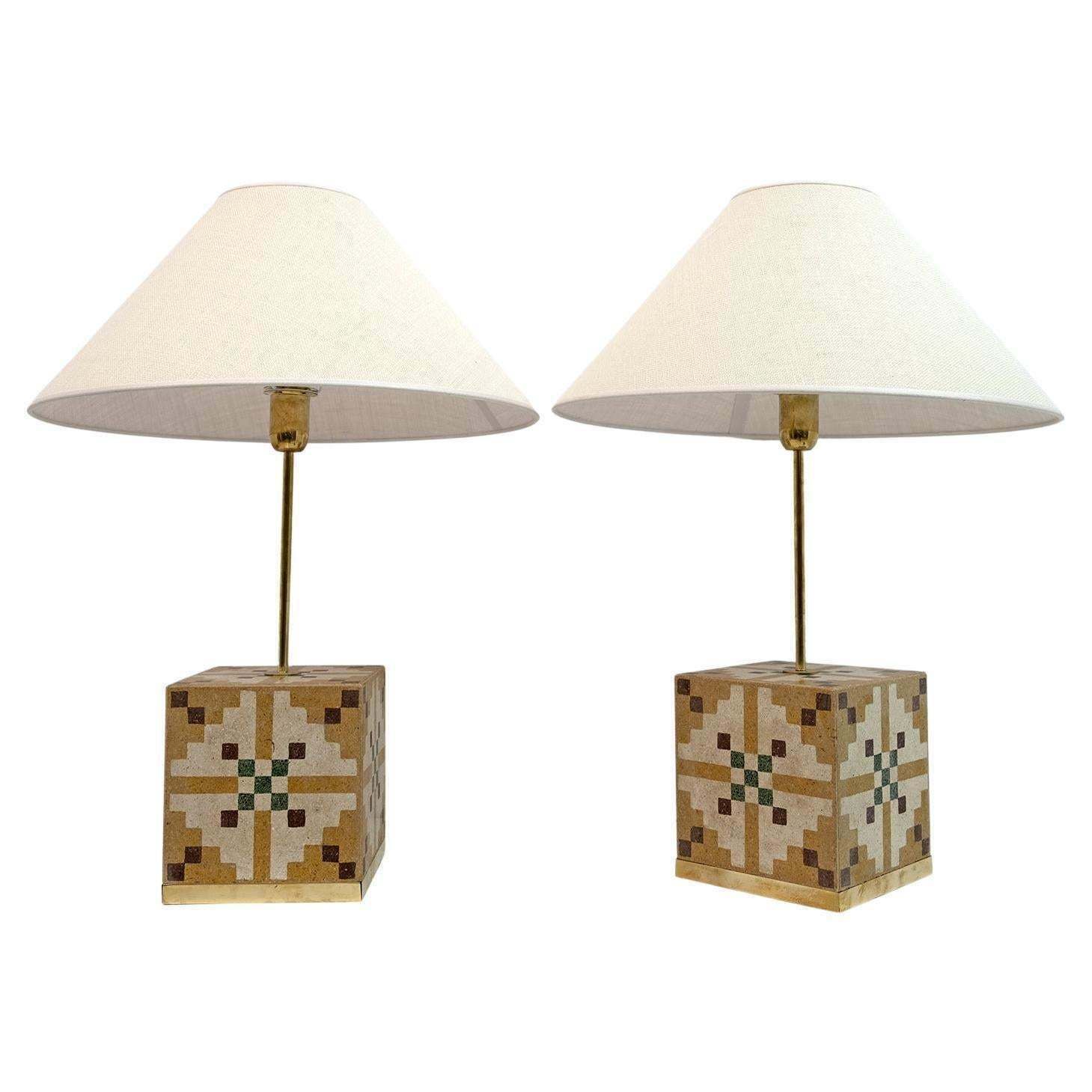 Pair Of Liberty Era Italian Cementite Table Lamps