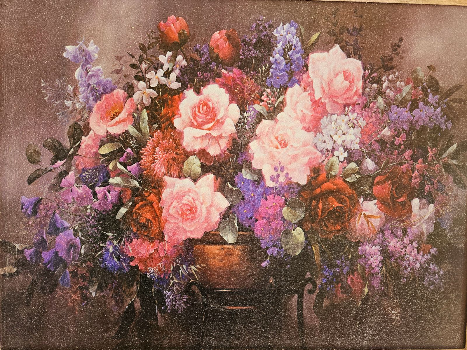 Large, Textured, Giclée Print Of Floral Masterpiece In Gold Frame photo Art