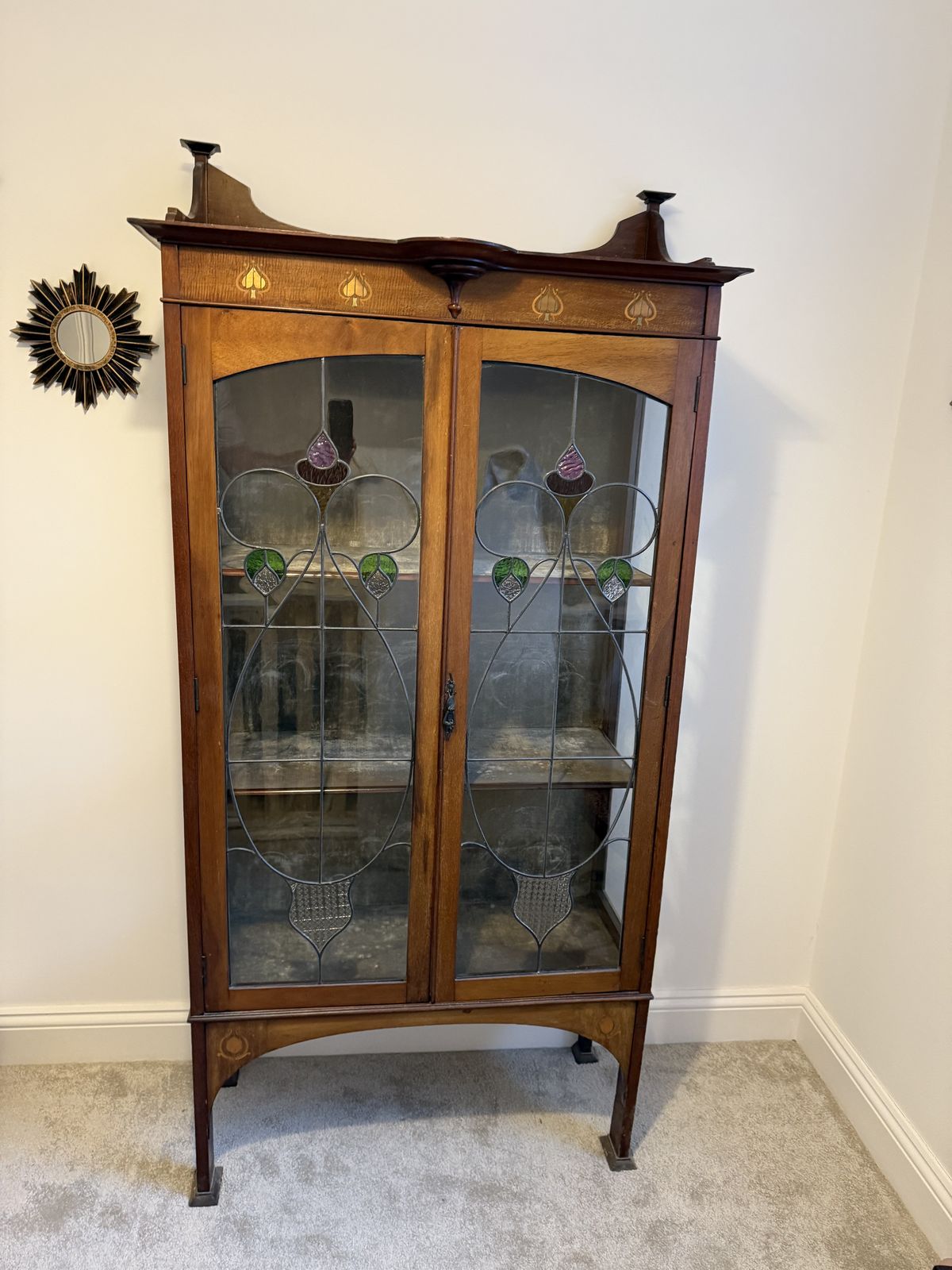 Arts And Crafts Glass Cabinet, Early 20th Century