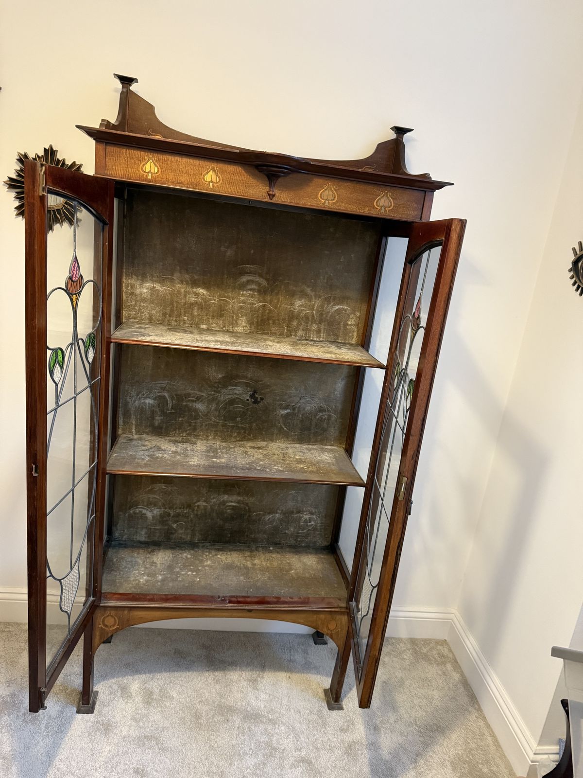 Arts And Crafts Glass Cabinet, Early 20th Century photo for sale