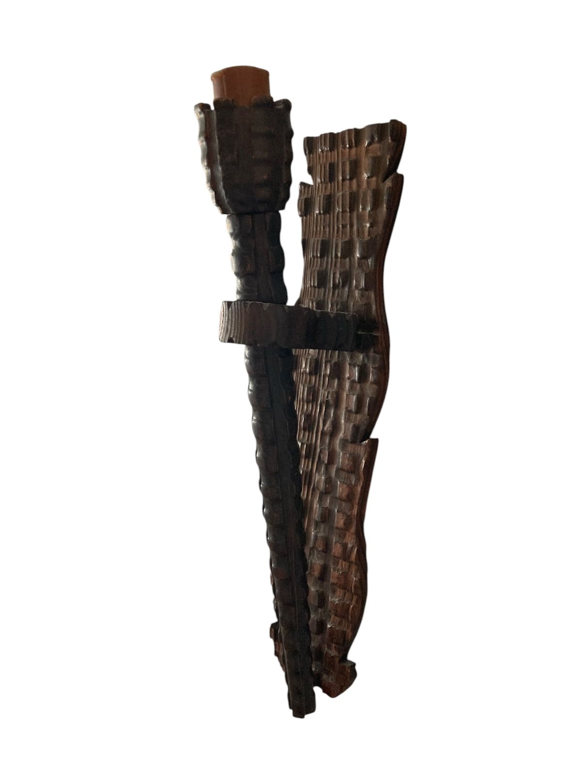 Neo Gothic Medieval Style Carved Wood Wall Candle Holder Or Torchere photo furniture