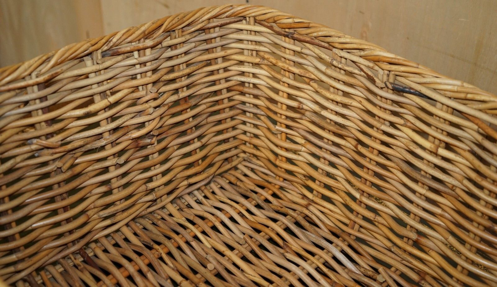 Huge Antique Victorian Wicket Basket 102cm X 60cm Extra Large Wood Fire Log Bin photo 495.0