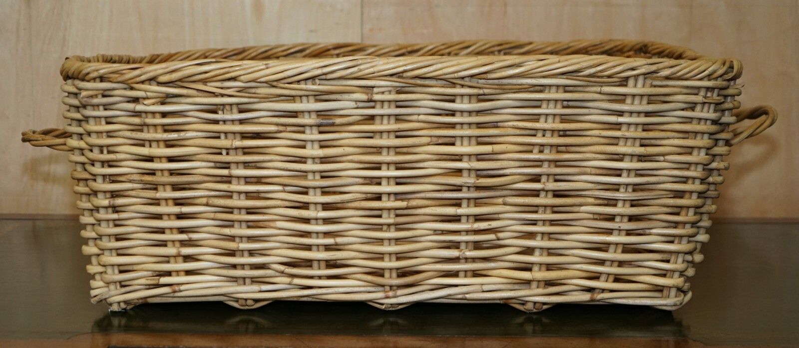 Huge Antique Victorian Wicket Basket 102cm X 60cm Extra Large Wood Fire Log Bin photo buy