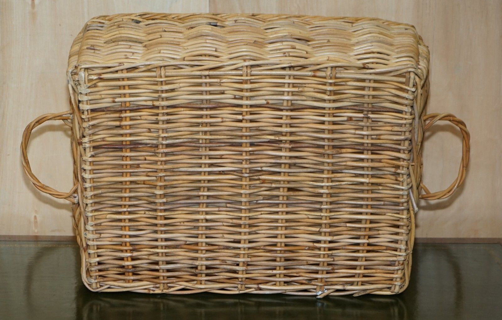 Home Decor Huge Antique Victorian Wicket Basket 102cm X 60cm Extra Large Wood Fire Log Bin photo