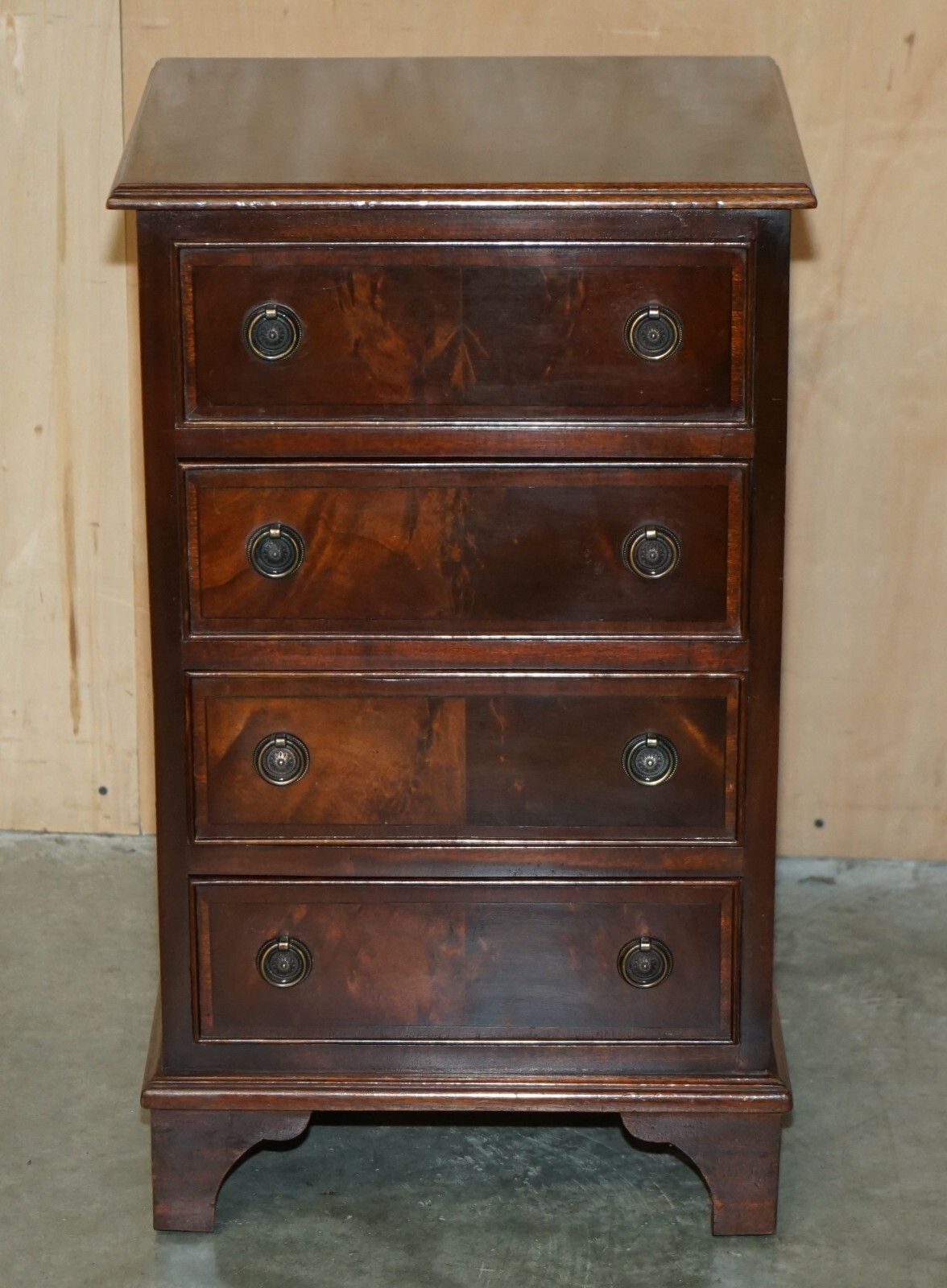 photo vintage Pair Of Restored French Polished Flamed Mahogany Side Table Chest Of Drawers