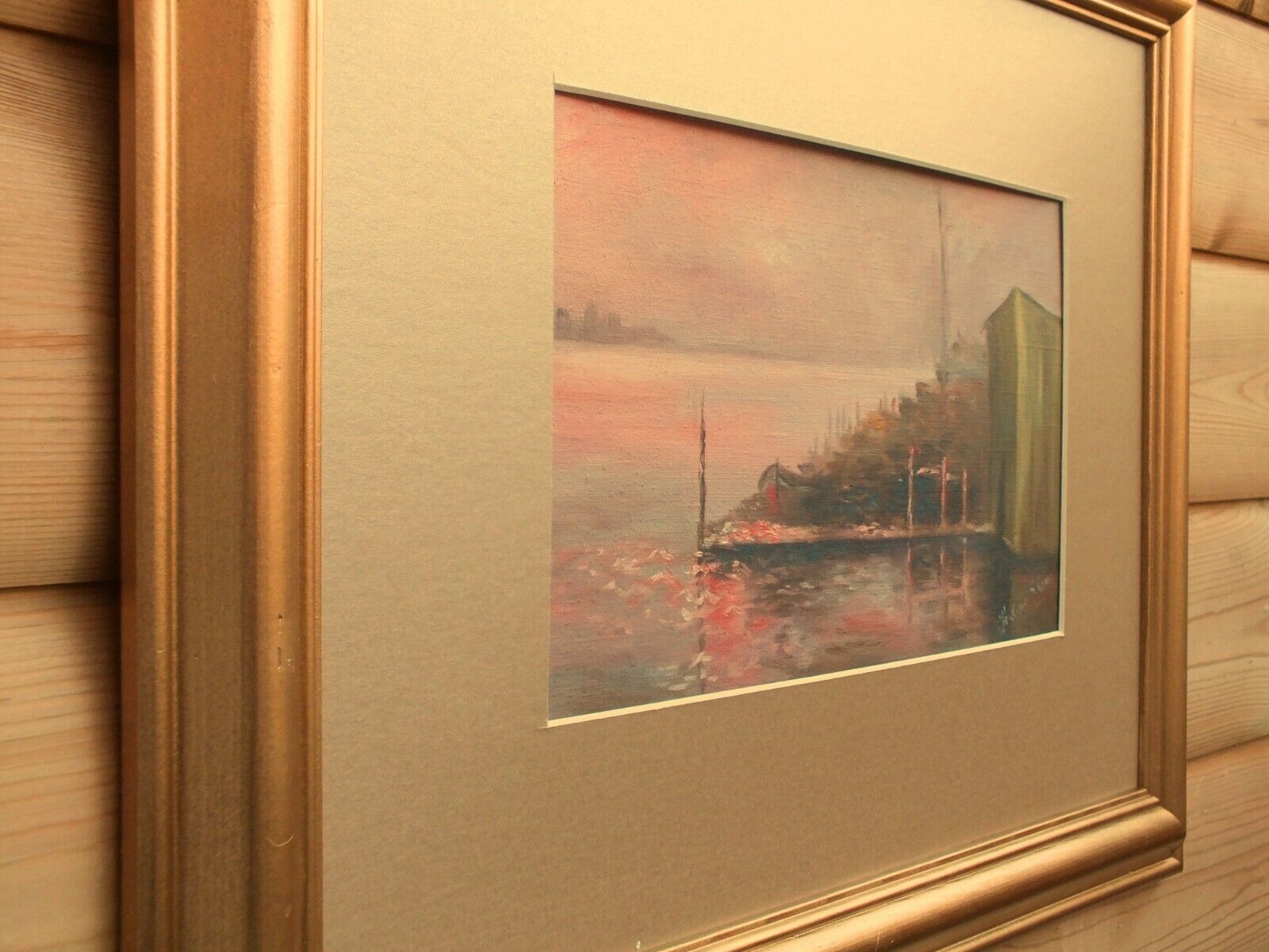 Sunset On The Thames London Antique Oil Painting Framed Signed Original photo buy