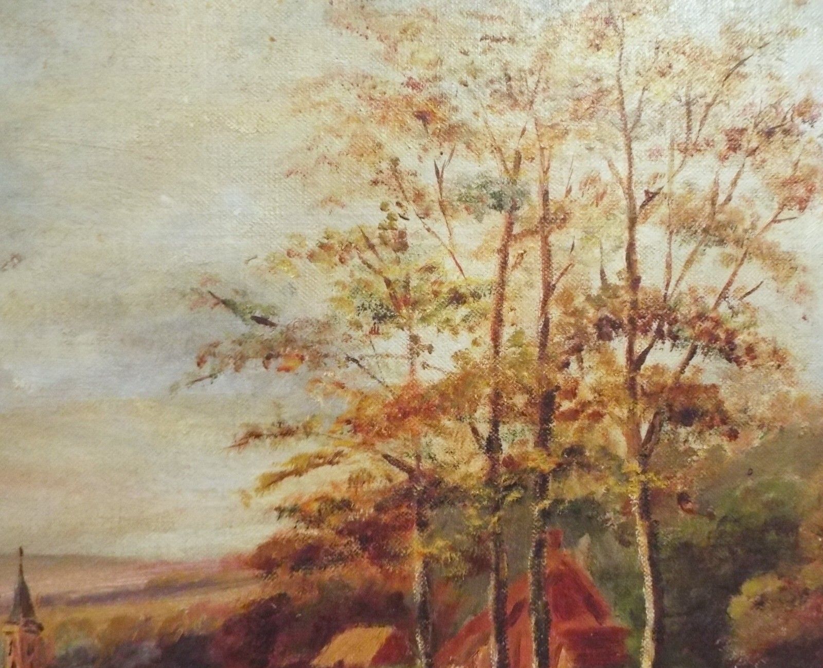 Antique Vintage Victorian  Landscape Original Oil Painting Framed Gold Frame photo vinterior