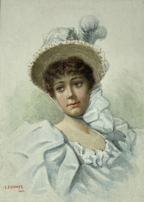 Watercolour Of A Victorian Lady, Signed L Sommer 1900