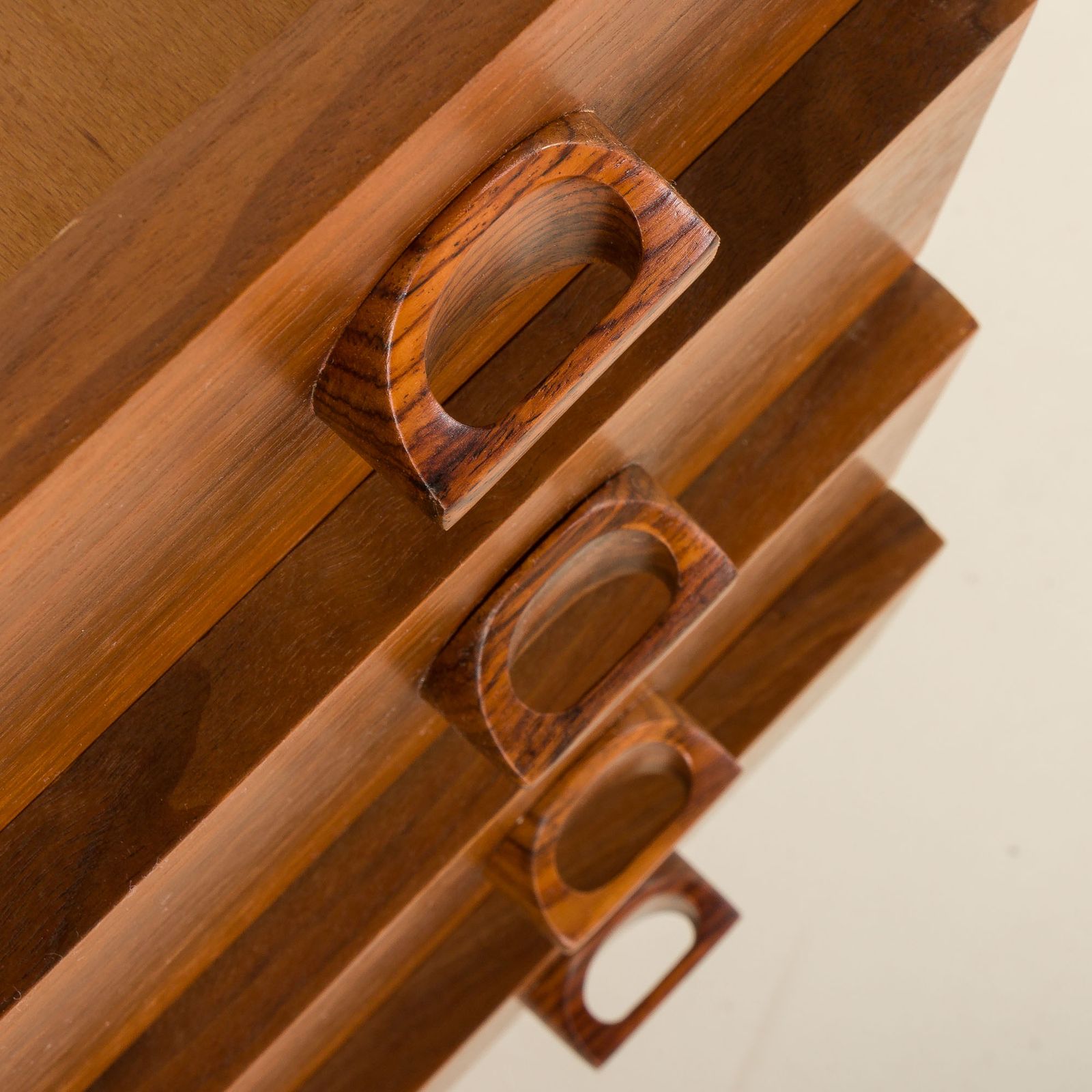 Italian Mid Century Extra Wide Walnut Chest Of Drawers With Sculptural Handles, 1960s photo buy