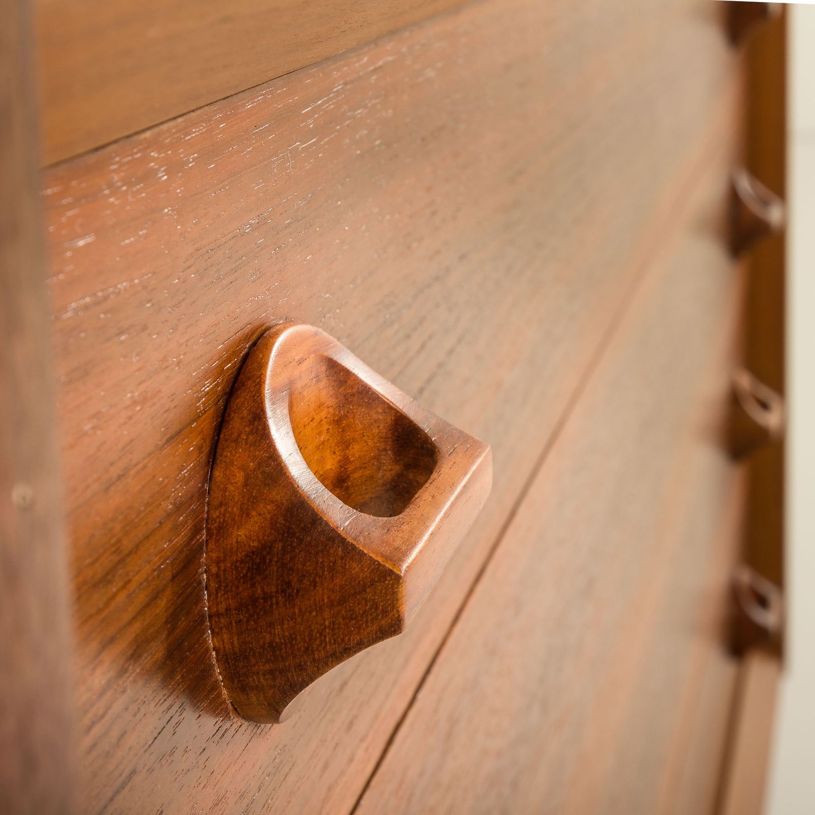 photo furniture Italian Mid Century Extra Wide Walnut Chest Of Drawers With Sculptural Handles, 1960s