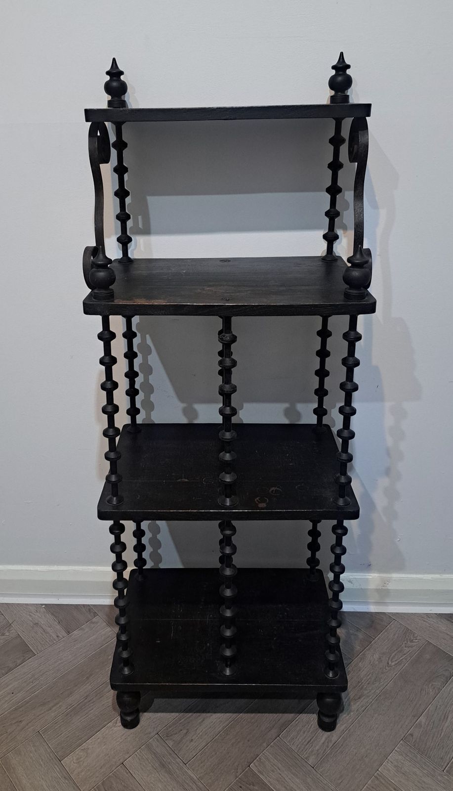 French Napoleon III Ebonised Bobbin Etergere Stand photo for sale