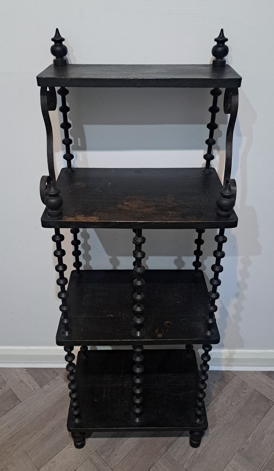 French Napoleon III Ebonised Bobbin Etergere Stand photo Furniture