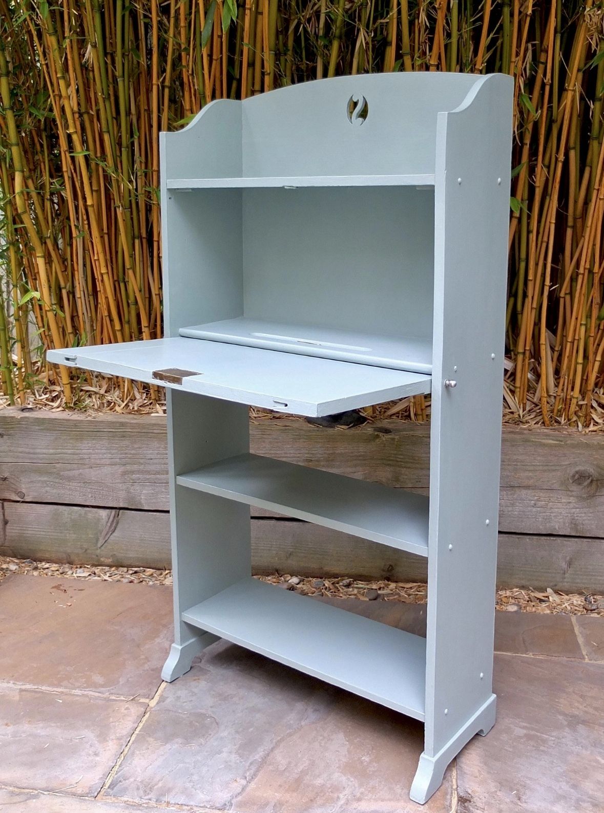 Vintage Blue Painted Wooden Bureau photo Furniture