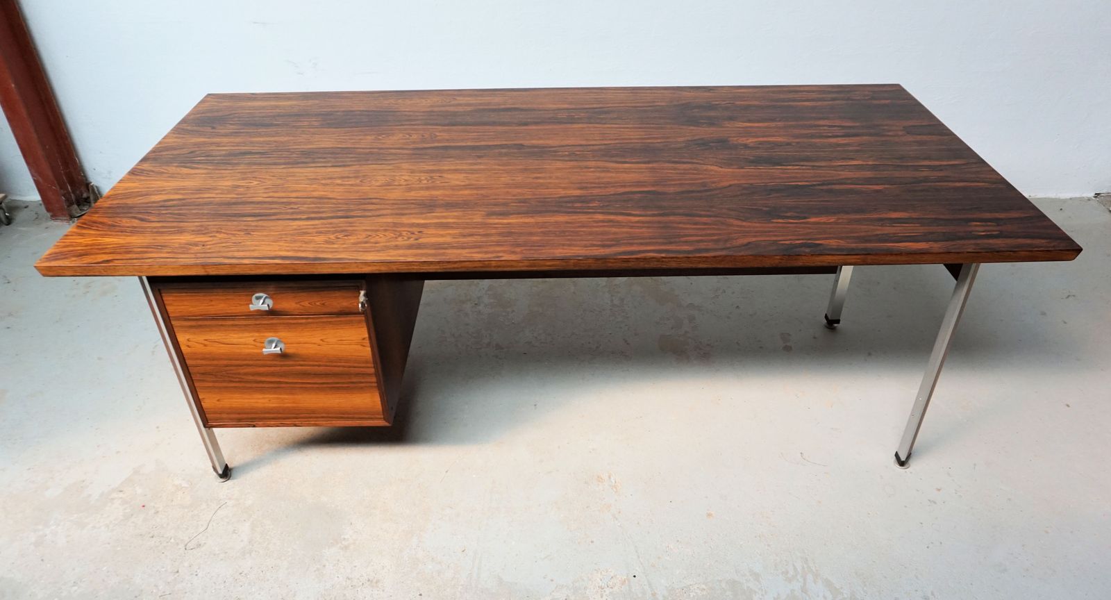 Large Fully Restored Finn Juhl Excecutive Desk In Brazilian Rosewood By Cado, 1960s photo for sale
