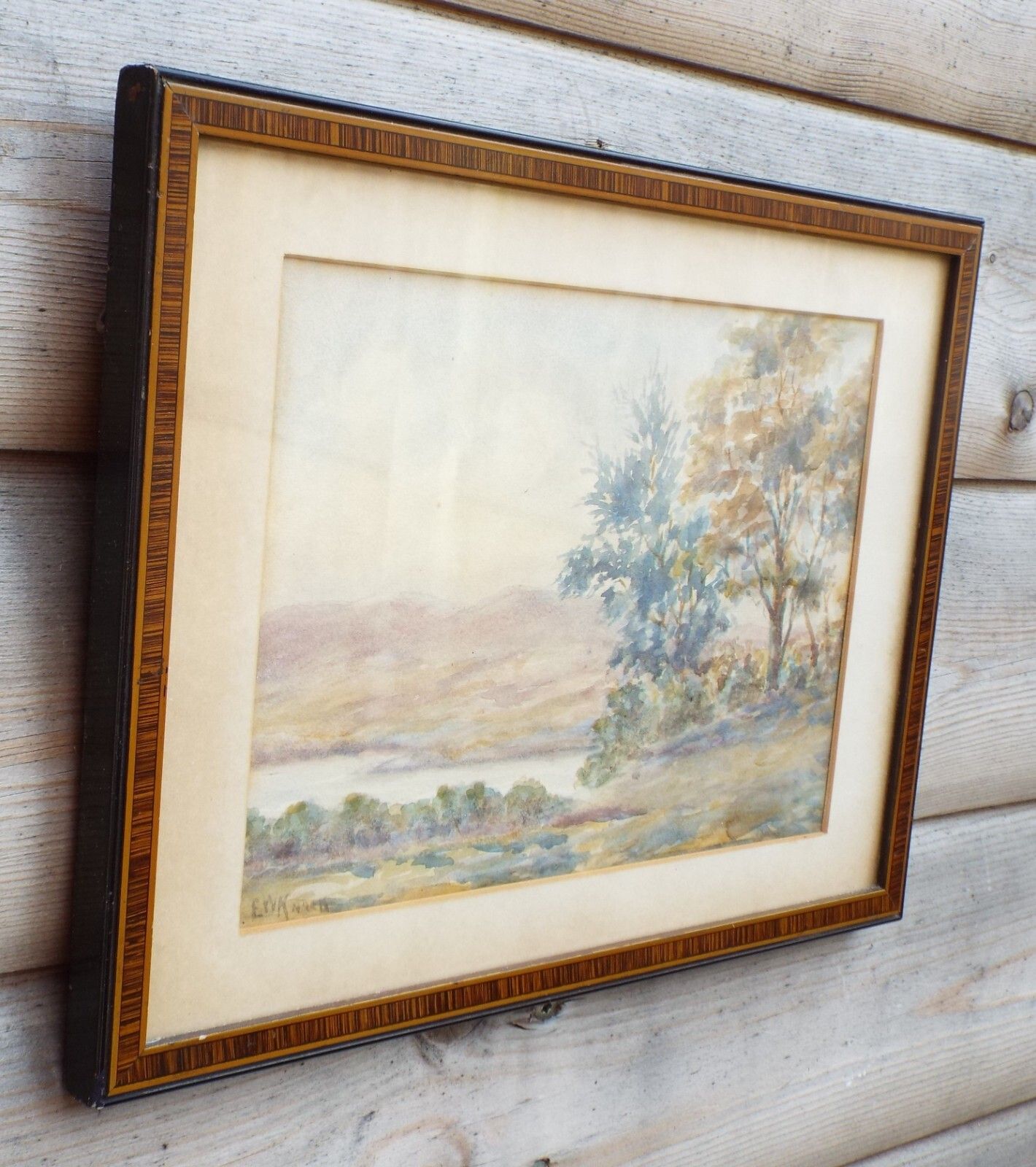 Antique Victorian Watercolour Landscape  Framed Painting Hale Lancashire photo vinterior