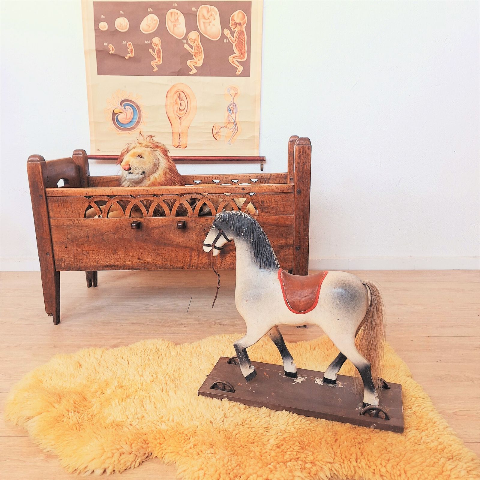 Antique Wooden Children's Bed. 1820–1850