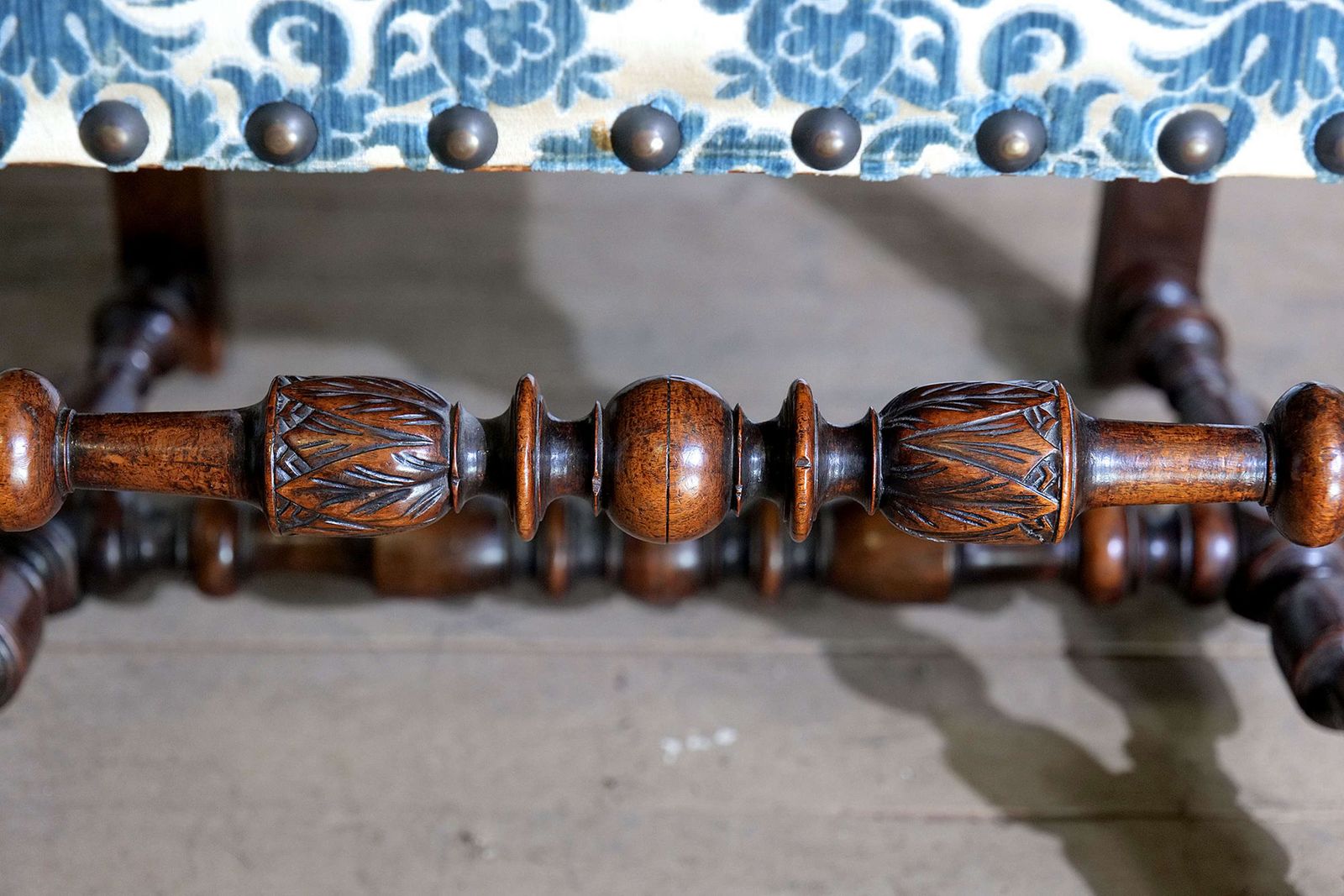 Early 18th C French Carved Walnut Open Arm Chair photo vintage
