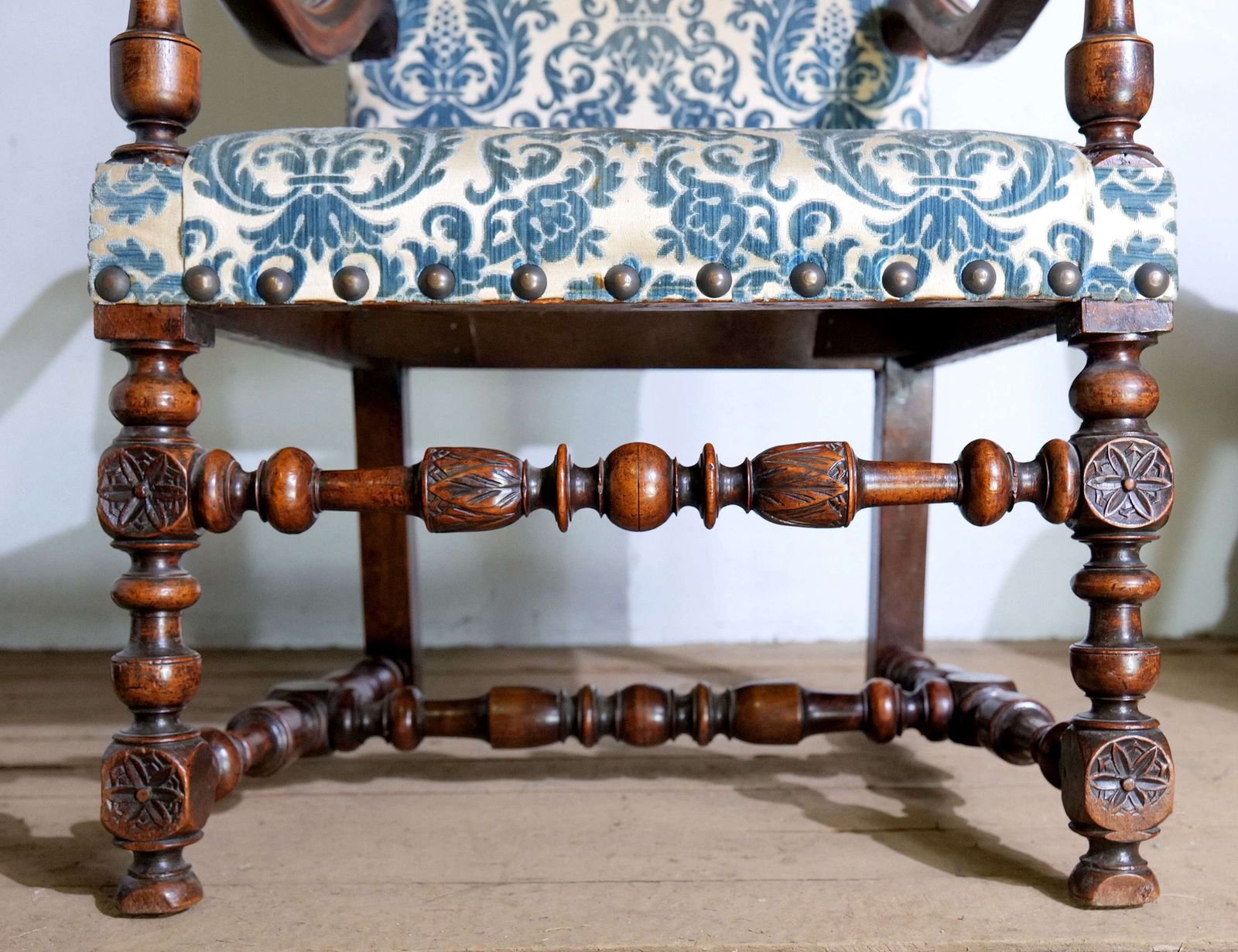 photo furniture Early 18th C French Carved Walnut Open Arm Chair