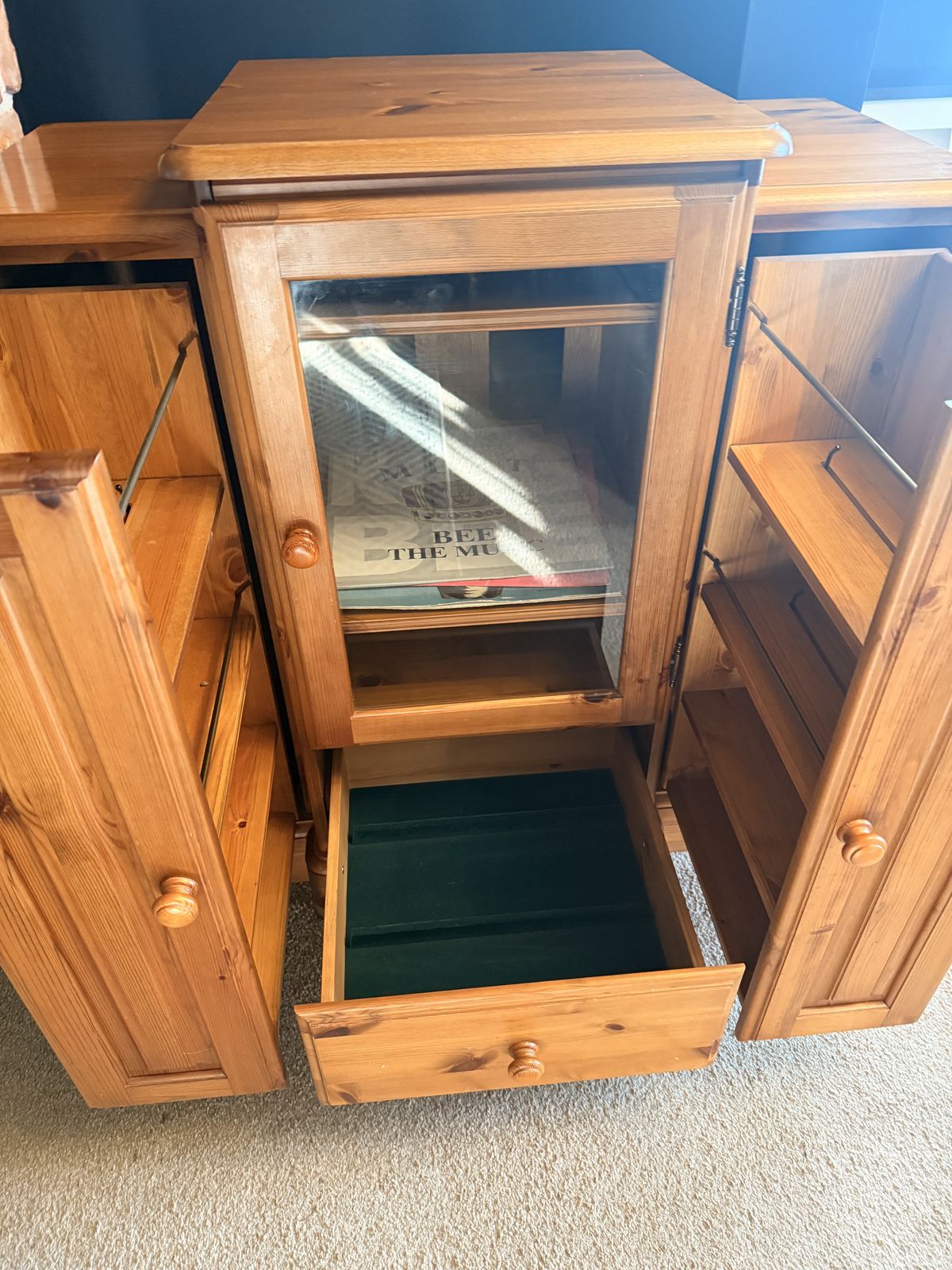 Vintage Ducal Victoria Pine Hi Fi Cabinet With Matching Side Units – 1998 And A Tv Stand photo furniture