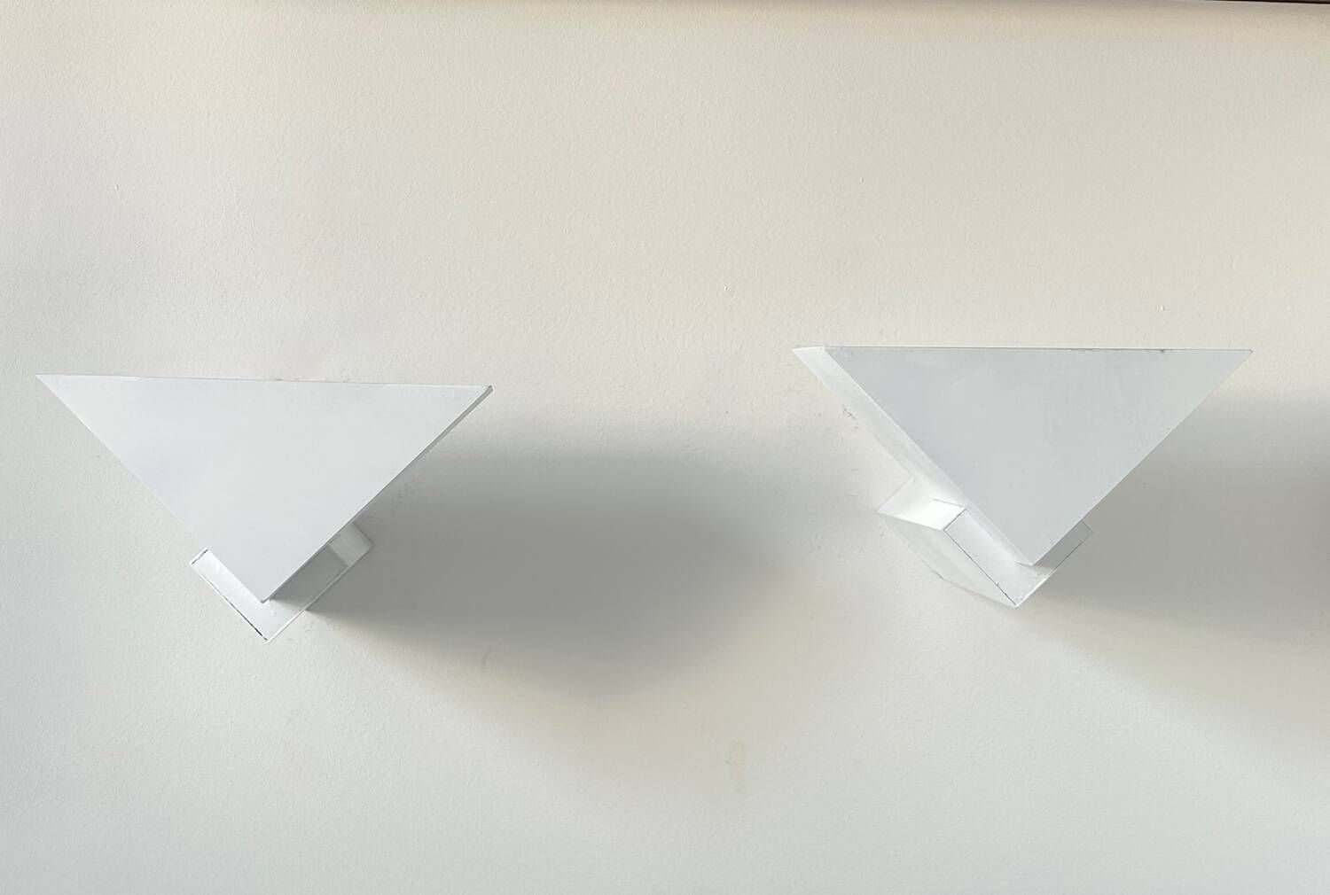 Pair Of Vintage Geometric Wall Lights, Matte White, France 1970 photo buy