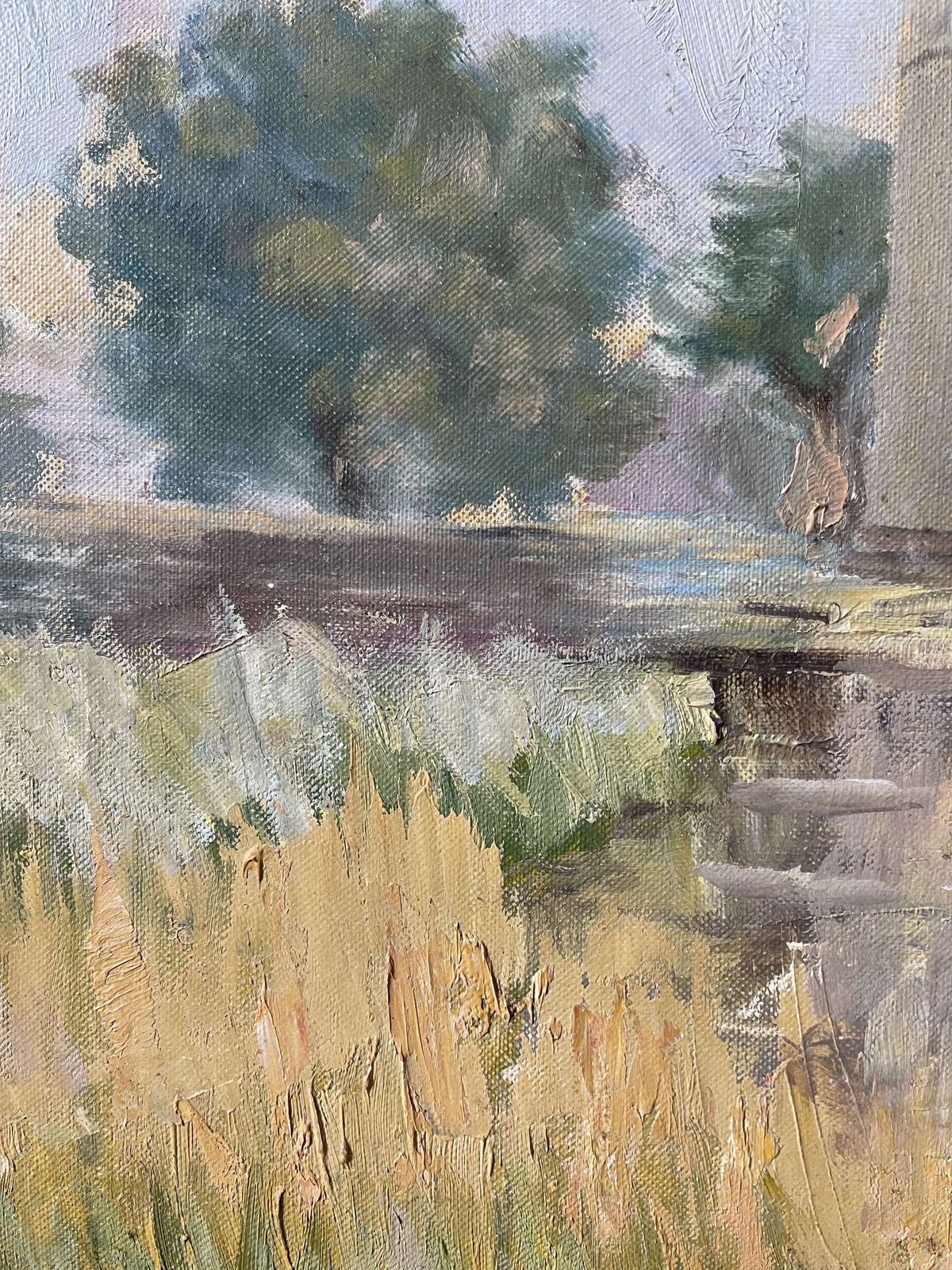 Vintage Oil Painting Of Bodiam Castle By P Johnson 1963 photo vinterior
