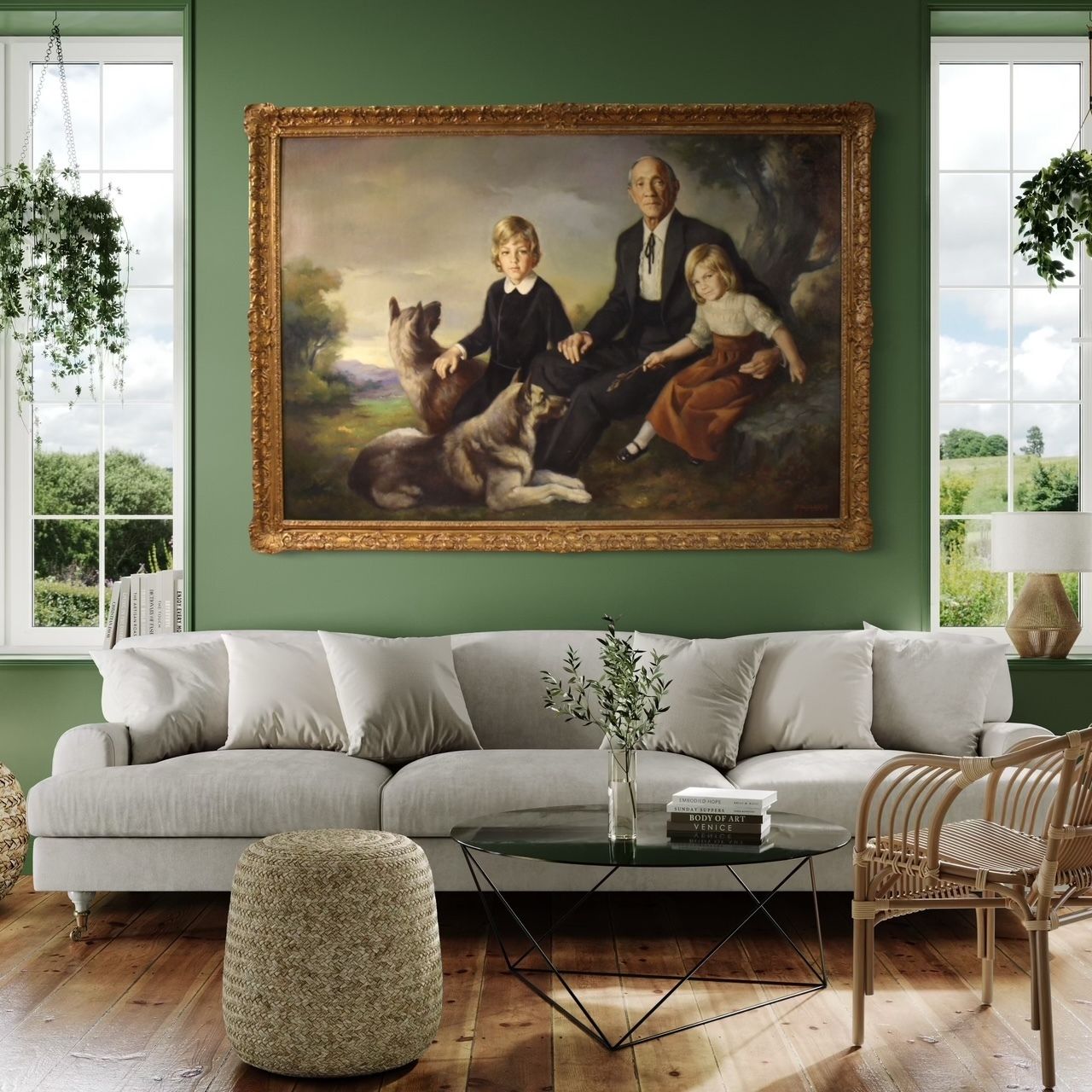 Great Family Portrait Painting Signed Francisco Ribera And Dated 1972 photo for sale