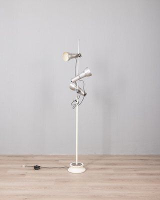 Vintage Floor Lamp In Chrome And White Metal, Italian Design, 1970s