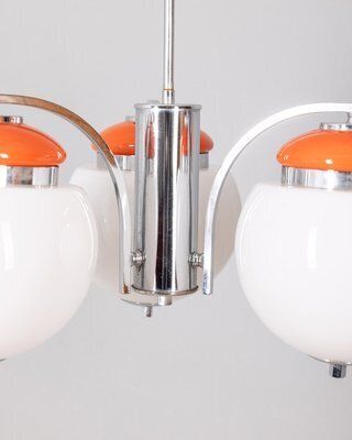 Vintage Italian Hanging Light In Orange Metal And Glass, Italian Design, 1970s photo vinterior