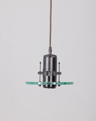 Vintage Pendant Lamp In Metal And Glass, Italian Design, 1980s