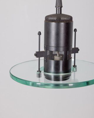 Vintage Pendant Lamp In Metal And Glass, Italian Design, 1980s photo vinterior