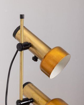 Vintage Italian Floor Lamp In Golden Brass With Two Lights, 1970s photo 575.0