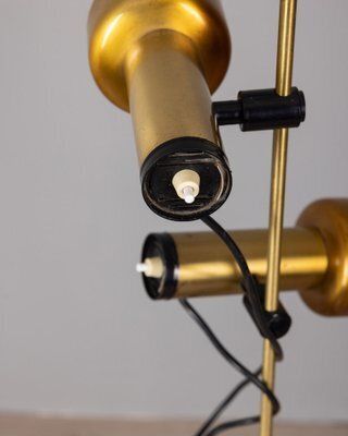 photo furniture Vintage Italian Floor Lamp In Golden Brass With Two Lights, 1970s