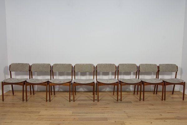 Mid Century Model 49 Dining Chairs In Teak By Erik Buch For Odense Machine Gunning, 1960s, Set Of 8 photo for sale
