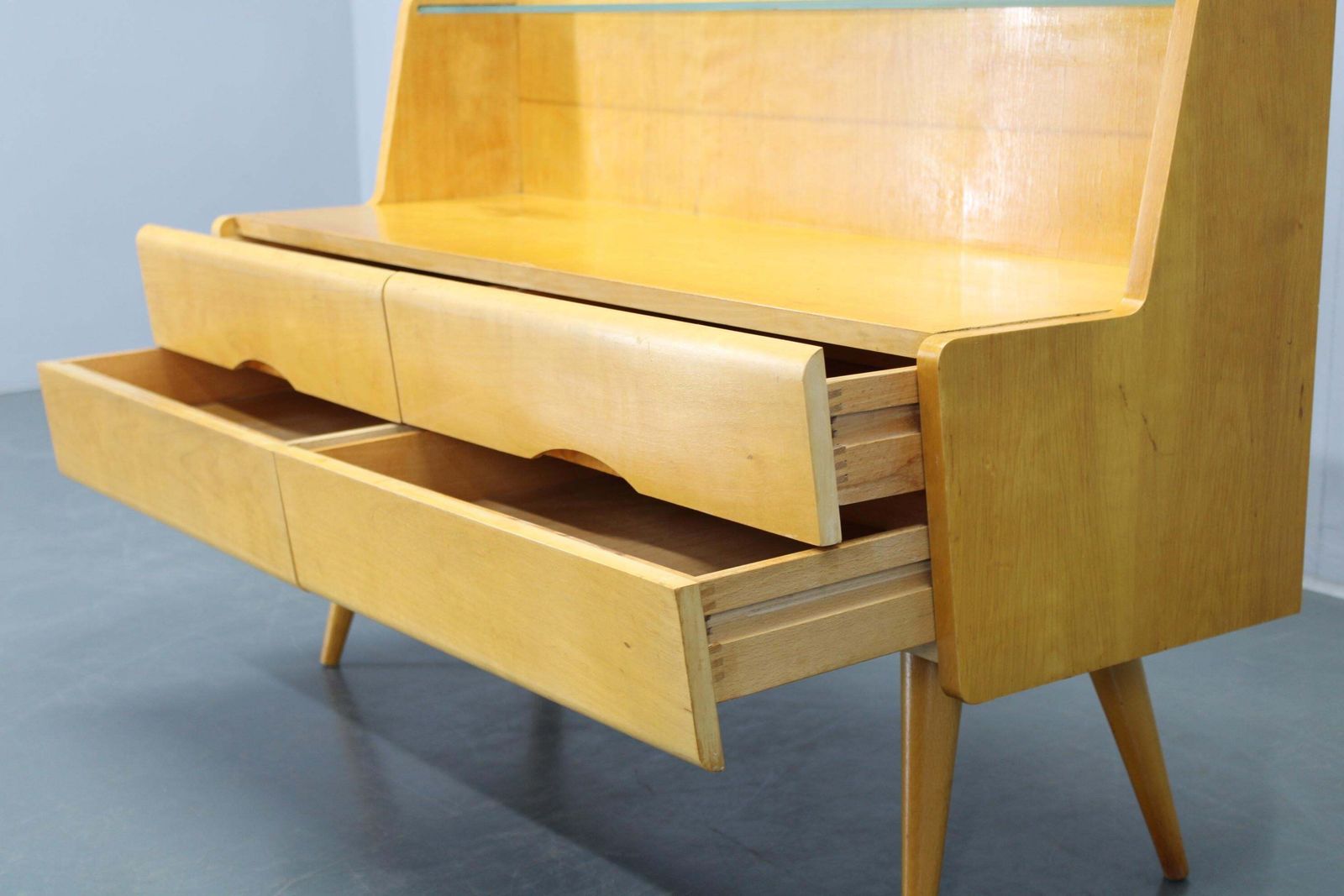 Furniture 1960s Chest Of Drawers With Glass Shelf, Czechoslovakia photo