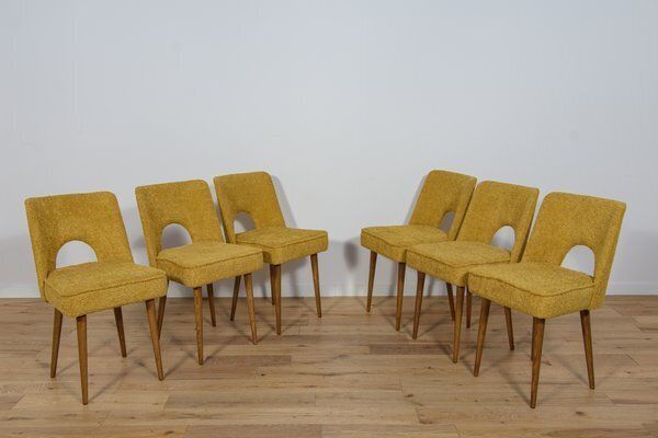 Set Of Polish Shell Chairs From Bydgoszcz Furniture Factory, 1960s photo for sale