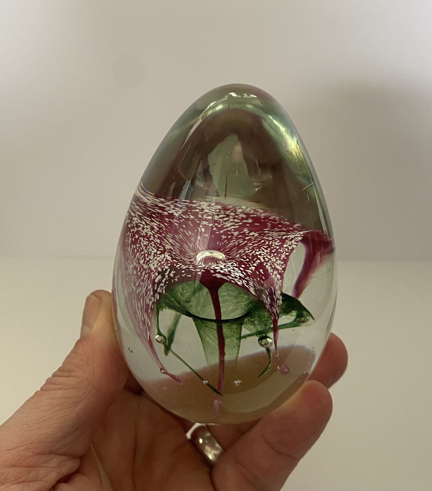 Paul Critchley, Isle Sculptured Glass, Floral Art Glass Paperweight photo for sale