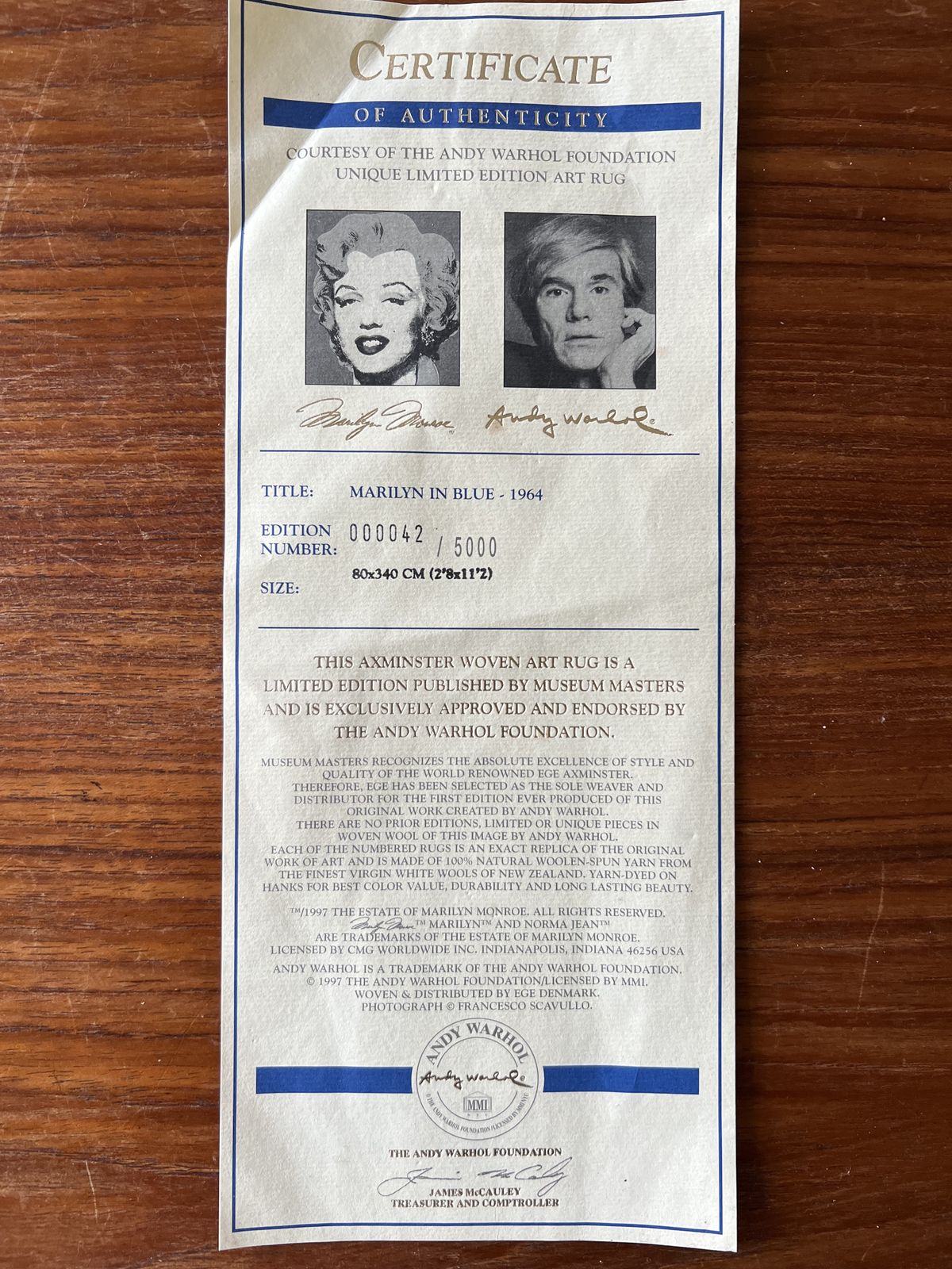 Limited Edition Andy Warhol  Marilyn In Blue Runner Rug By Ege Art Line Axminster photo vinterior