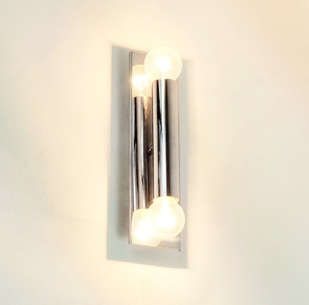 Pair Of Mid Century Sputnik Chrome Wall Lamps From Doria, Germany, 1970s photo Lighting